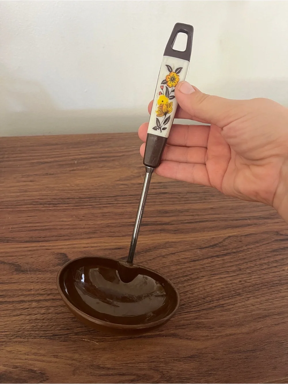 VTG 70s Brown Soup Ladle Spatula Set Groovy Whimsy Kitchen Utensils Cottage